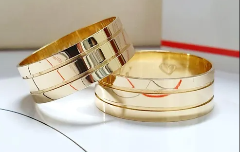 Par de alianças 7 mm Modelo Reta 2 Frisos